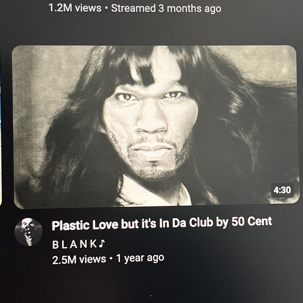 Youtube video with title: Plastic Love but it's In Da Club by 5 Cent