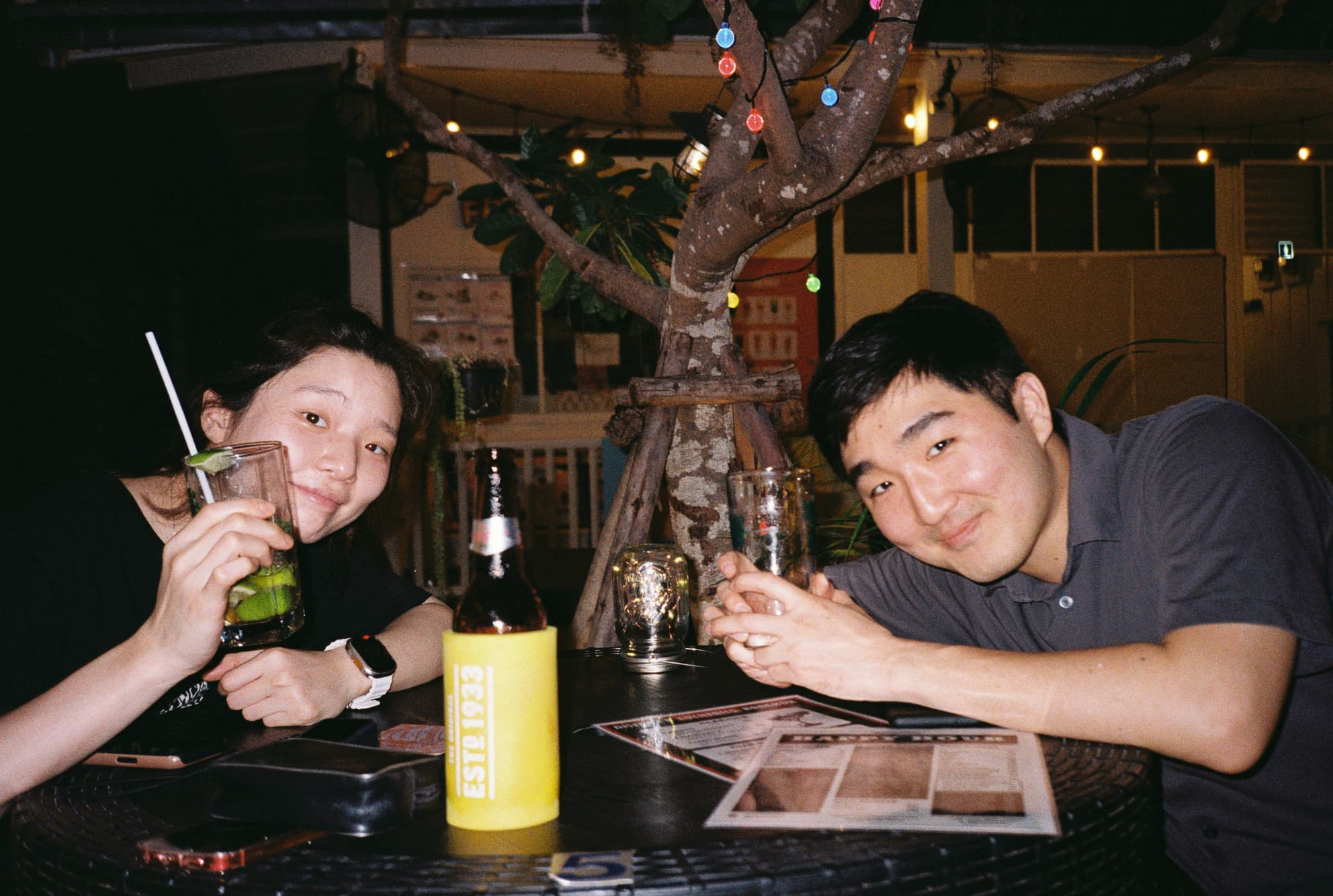Sunny and Phil, beer. Sunny and Phil, beer.