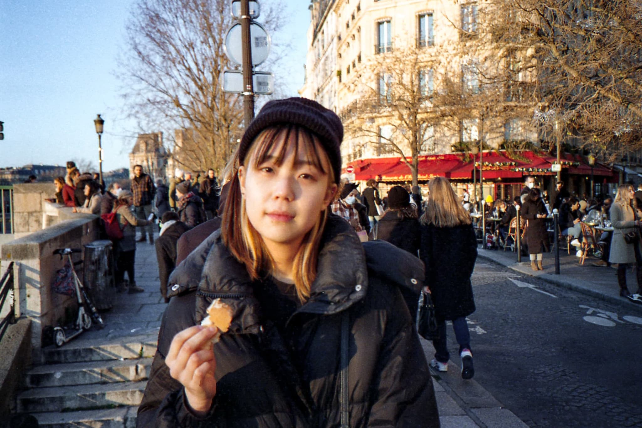 Paris, me eating baguette by the Seine. Paris, me eating baguette by the Seine.